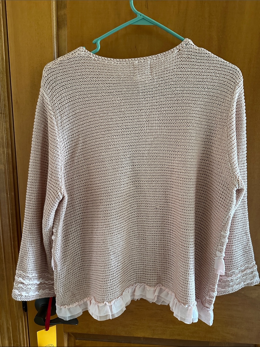 Ruby Rd. Blush Knit Ruffle Open Cardigan - Picture 5 of 10